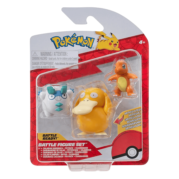Pokémon - Battle Figure Set Galarian Darumaka + Psyduck + Charmander 1