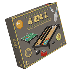 Olivo - Mesa 4 em 1 Ping-Pong, Bowling, Curling e Shuffleboard