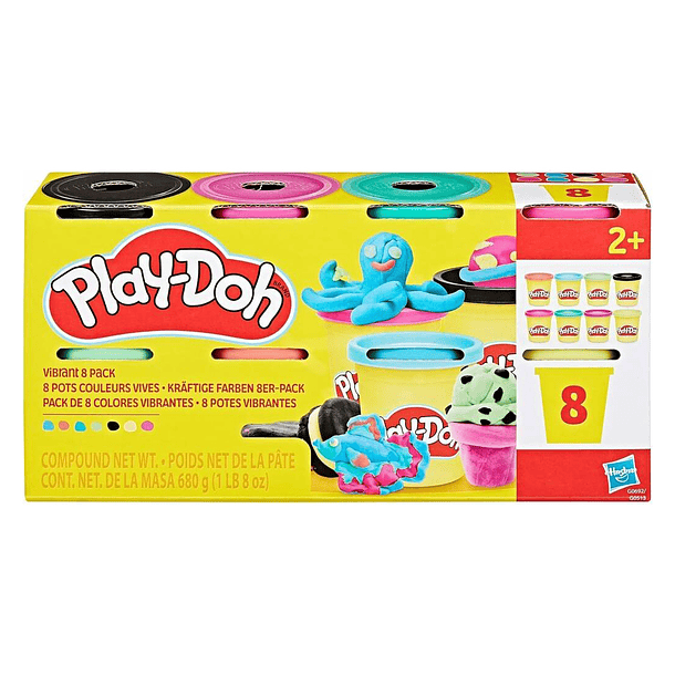Play-Doh - Pack 8 Potes Cores Vivas 
