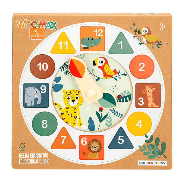 Woomax Zookabee - Relógio Educativo Animais em Madeira 1