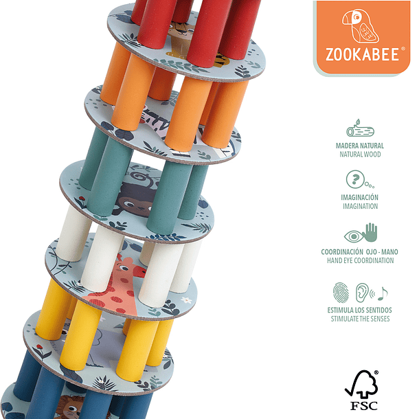 Woomax Zookabee - Torre de Equilíbrio Animais em Madeira 4