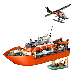 Barco e Helicóptero de Resgate da Guarda Costeira