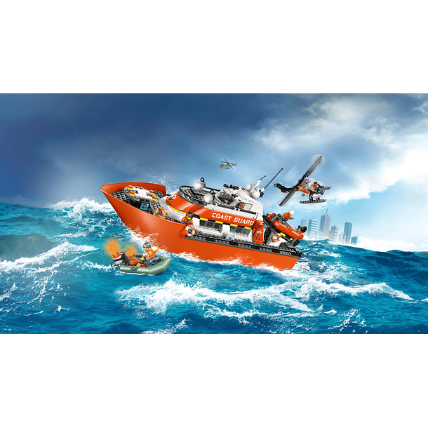 Barco e Helicóptero de Resgate da Guarda Costeira 8