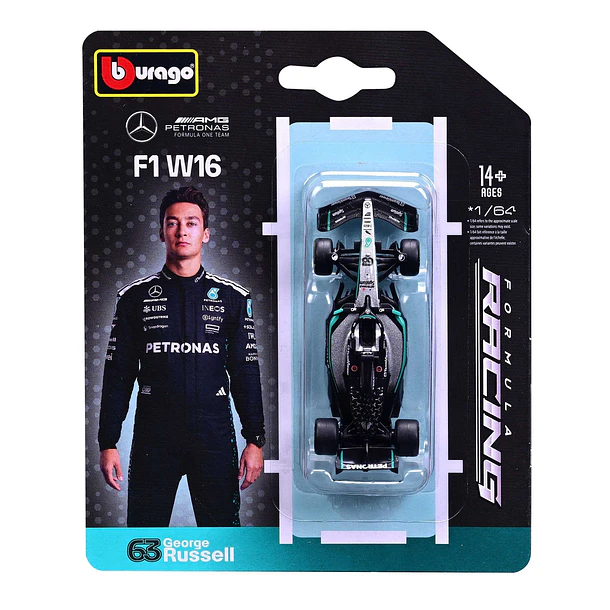 Bburago 1:64 - Formula 1 2025 Mercedes AMG Petronas F1 W16 #63 George Russell 1
