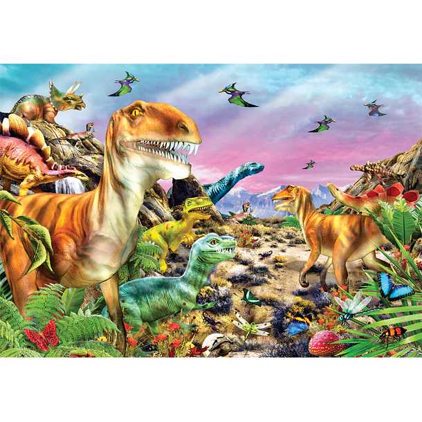 Puzzle Super 104 pçs - Land of Dinosaurs 2