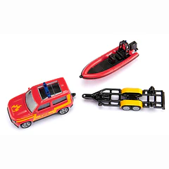 Siku - Land Rover Defender Bombeiros com Atrelado e Barco