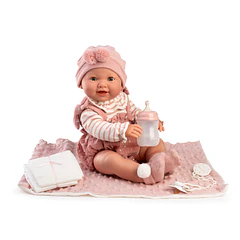 Boneca Mia Recém-Nascida 42 cm faz xixi com Manta