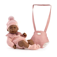 Boneca Indira Recém-Nascida 42 cm com Porta-Bebé
