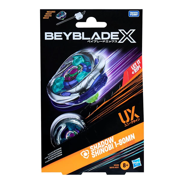 Beyblade X - Pião e Lançador Shadow Shinobi 1-80MN 1