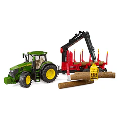 Trator John Deere 7R 350 com Atrelado e Troncos