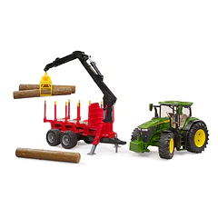 Trator John Deere 7R 350 com Atrelado e Troncos