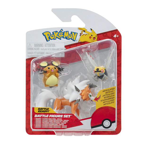 Pokémon - Battle Figure Set Dedenne + Lycanroc + Ninjask 1