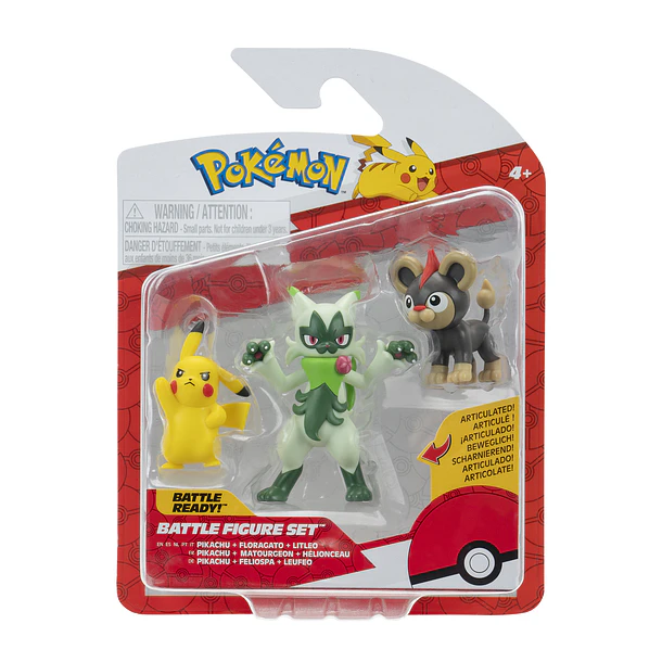 Pokémon - Battle Figure Set Pikachu + Floragato + Litleo 1