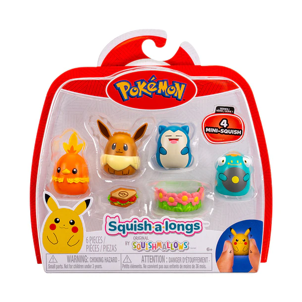 Squish a Long Pokémon - Mini Squish Eevee + Snorlax + Bellibolt + Torchic 