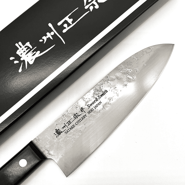 JAPANESE KNIFE SANTOKU 17 CM SERIES NASHIJI CLAD BLACK PAKKA SATAKE 801-713