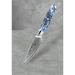 Acero Damasco 37 capas  9,2 cms  / crystal Puntilla blue