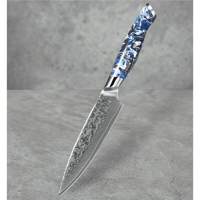 Acero Damasco utility knife  67 capas  12,5 cms / crystal-blue