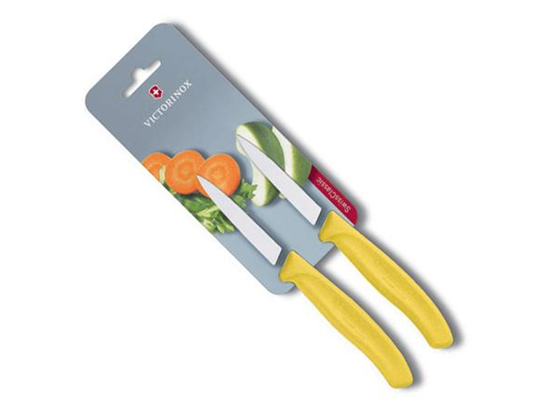 Victorinox, Swiss Classic, set 2 cuchillo para verdura/Puntiagudo color AMARILLO hoja 8 cm 1