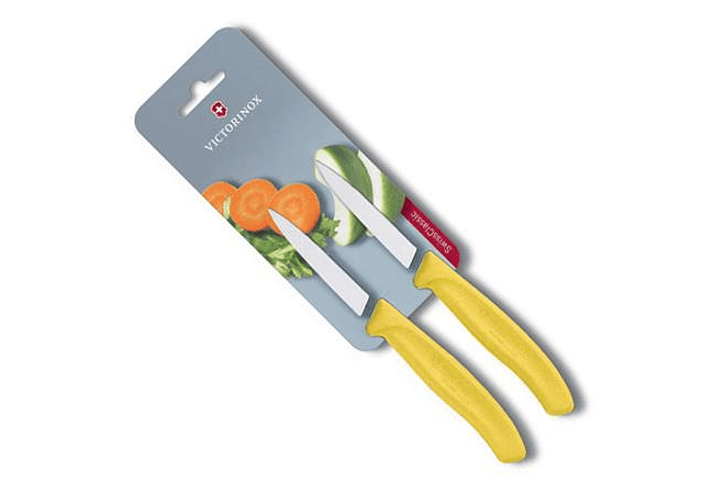 Victorinox, Swiss Classic, set 2 cuchillo para verdura/Puntiagudo color AMARILLO hoja 8 cm