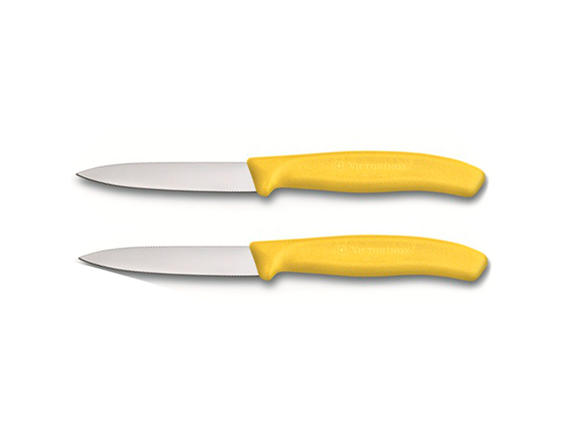 Victorinox, Swiss Classic, set 2 cuchillo para verdura/Puntiagudo color AMARILLO hoja 8 cm 2