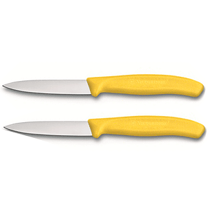 Victorinox, Swiss Classic, set 2 cuchillo para verdura/Puntiagudo color AMARILLO hoja 8 cm