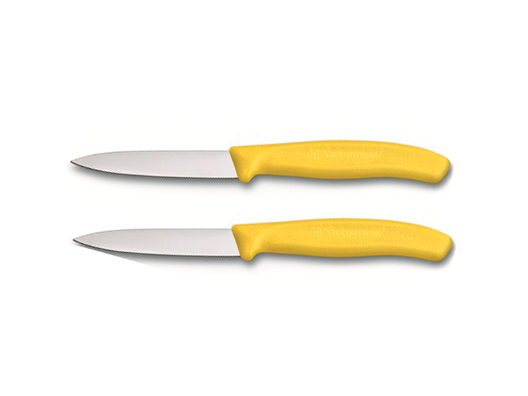 Victorinox, Swiss Classic, set 2 cuchillo para verdura/Puntiagudo color AMARILLO hoja 8 cm 2