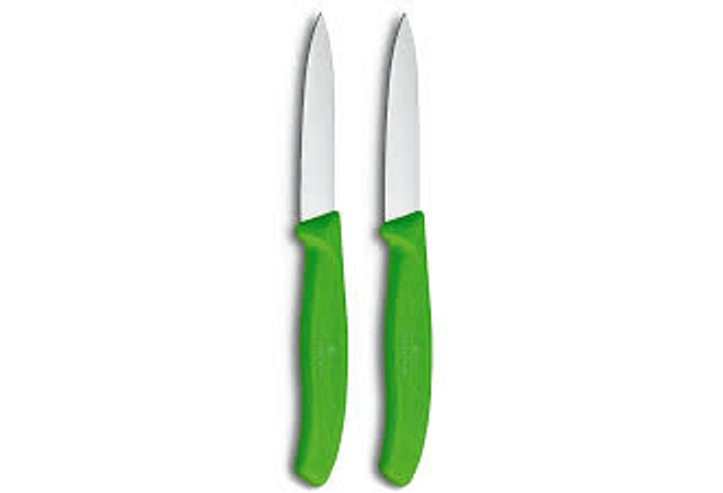 Victorinox, Swiss Classic set 2 cuchillo para verdura/Puntiagudo color VERDE hoja 8 cm