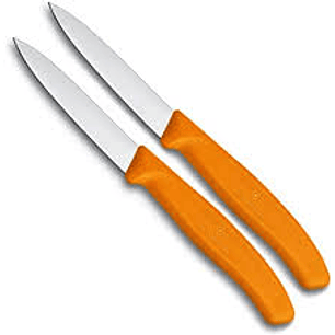 Victorinox SwissClassic, set 2 cuchillos para verdura/Puntiagudo color NARANJO hoja 8 cm