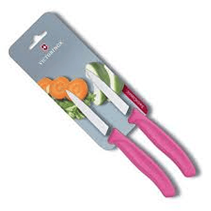 Victorinox SwissClassic, set 2 cuchillos para verdura/Puntiagudo color ROSADO hoja 8 cm