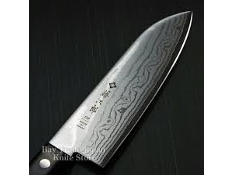 Cuchillo Santoku. Acero Damasco. Bolster. Hoja 170 mm. 4