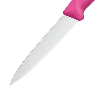 Victorinox, Swiss Classic, Cuchillo para verdura, Filo dentado, Rosado, Hoja 8cm