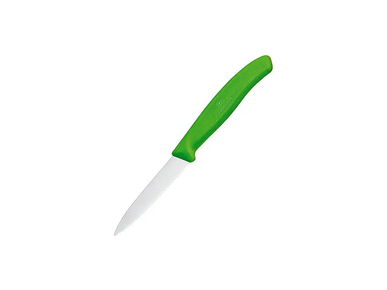 Cuchillo Pelador. Puntilla. Filo Dentado. Verde. Hoja 80 mm. 1