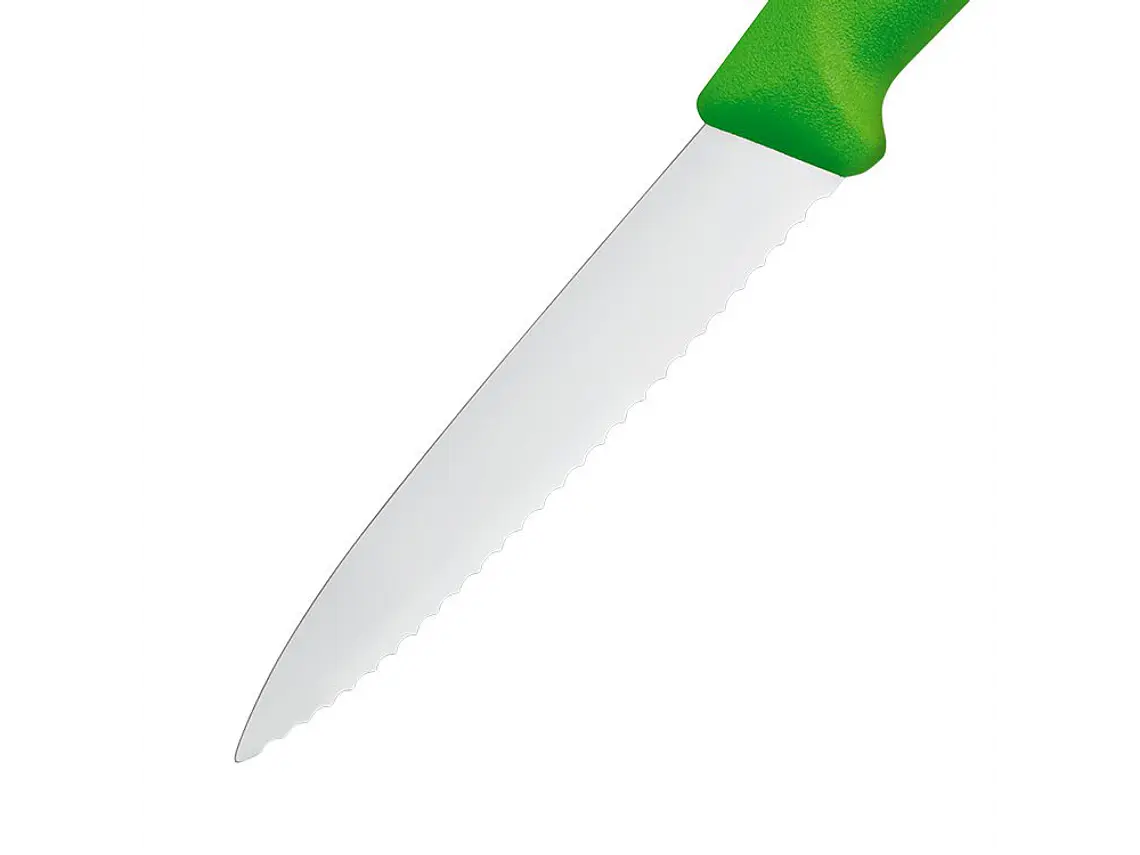 Cuchillo Pelador. Puntilla. Filo Dentado. Verde. Hoja 80 mm. 2