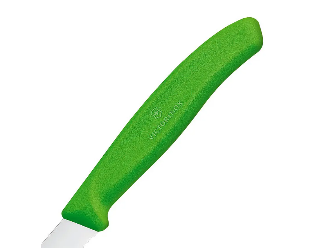 Cuchillo Pelador. Puntilla. Filo Dentado. Verde. Hoja 80 mm. 3