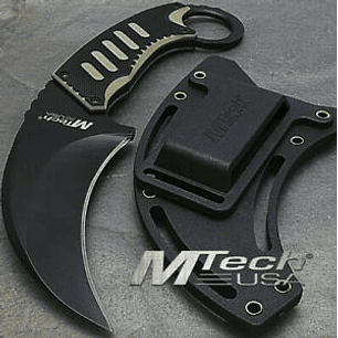 MTECH USA, KARAMBIT ,NEGRO,LARGO HOJA 8,5cm
