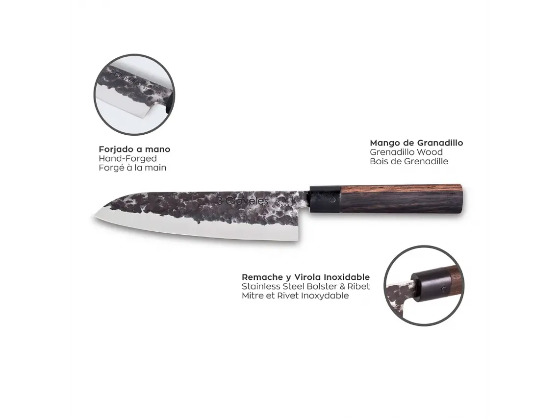 Cuchillo Santoku. Hoja 180 mm. 2