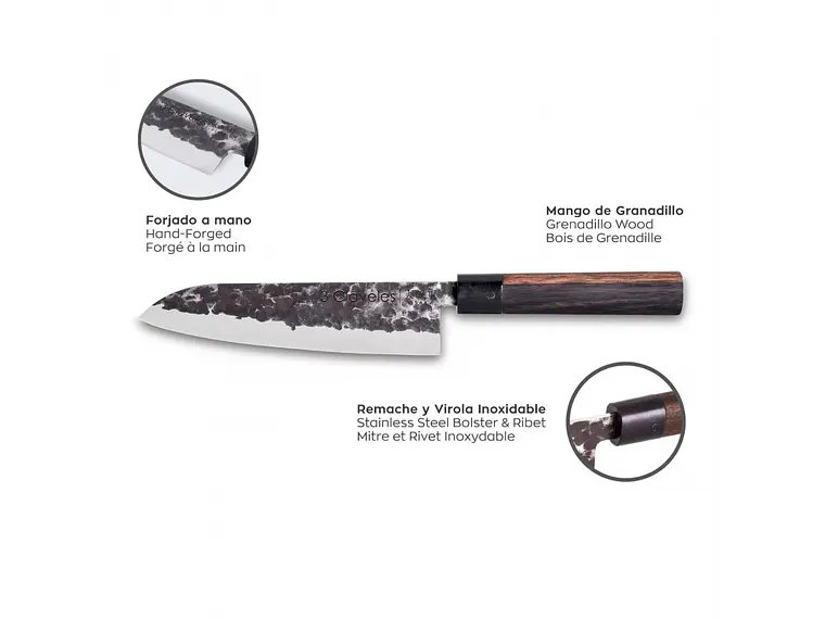 Cuchillo Santoku. Hoja 180 mm. 2