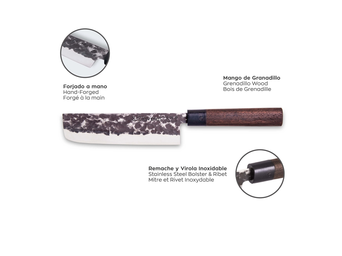 3 Claveles , Cuchillo USUBA OSAKA Verdurero, 18 cm. 2