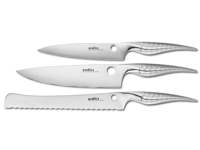 SAMURA , REPTILE, Set de 3 cuchillos, Pelador 168mm, Chef 200mm , Pan 235mm   1