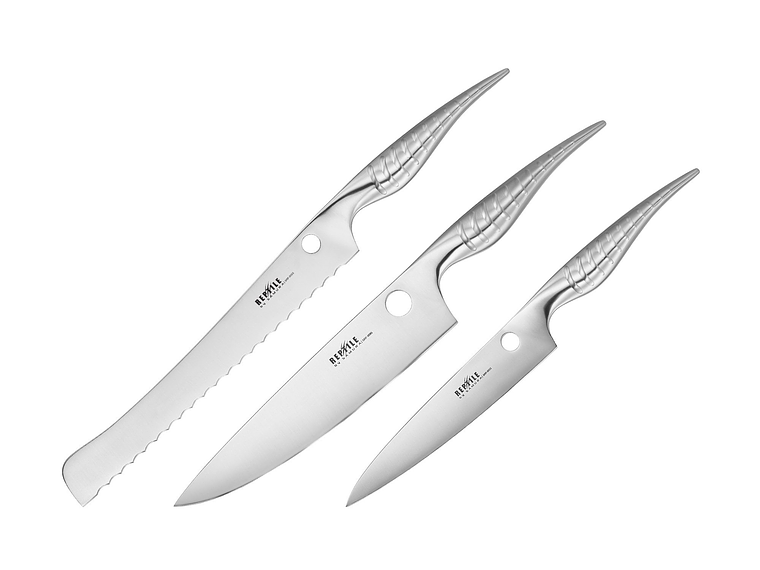 SAMURA , REPTILE, Set de 3 cuchillos, Pelador 168mm, Chef 200mm , Pan 235mm   6