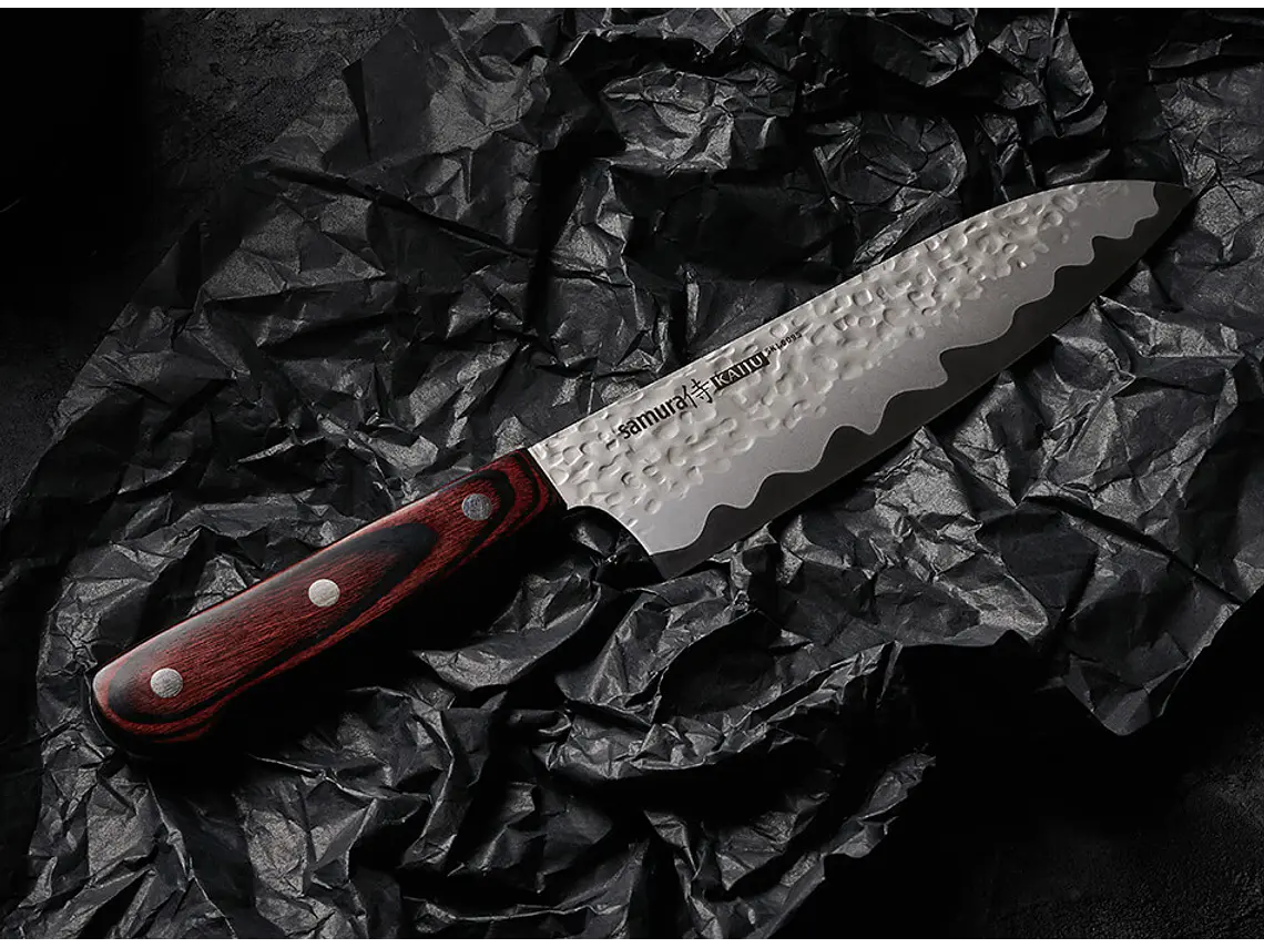 Cuchillo Santoku. Mango Pakkawood. Hoja 180 mm.  2