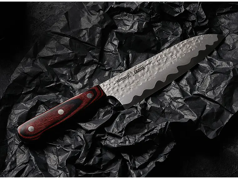 Cuchillo Santoku. Mango Pakkawood. Hoja 180 mm.  2