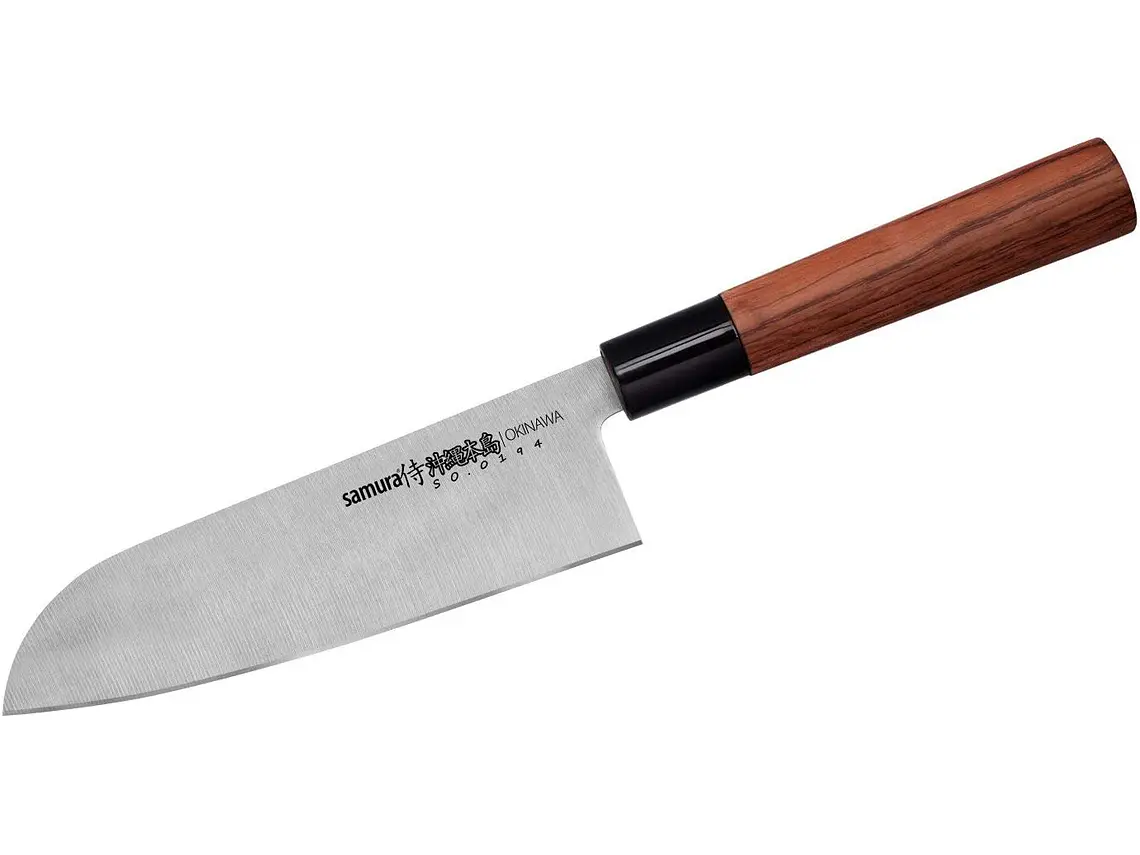 Cuchillo Santoku. Mango Madera Palo Rosa. Hoja 175 mm. 1