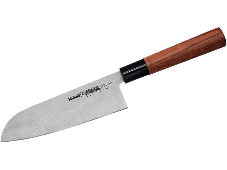 Cuchillo Santoku. Mango Madera Palo Rosa. Hoja 175 mm. 1