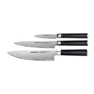 SAMURA MO-V, set de 3 cuchillos chef, utilitario y pelador