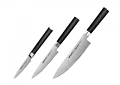 SAMURA MO-V, set de 3 cuchillos chef, utilitario y pelador