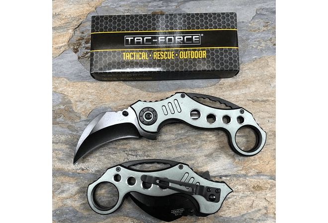 TAC FORCE Karambit Style Spring Assisted Rescue Tactical Pocket Knife GREY