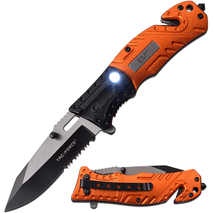 TAC Force - Cuchillo plegable de resorte de asistencia, mango naranjo/negro hoja 8 cm