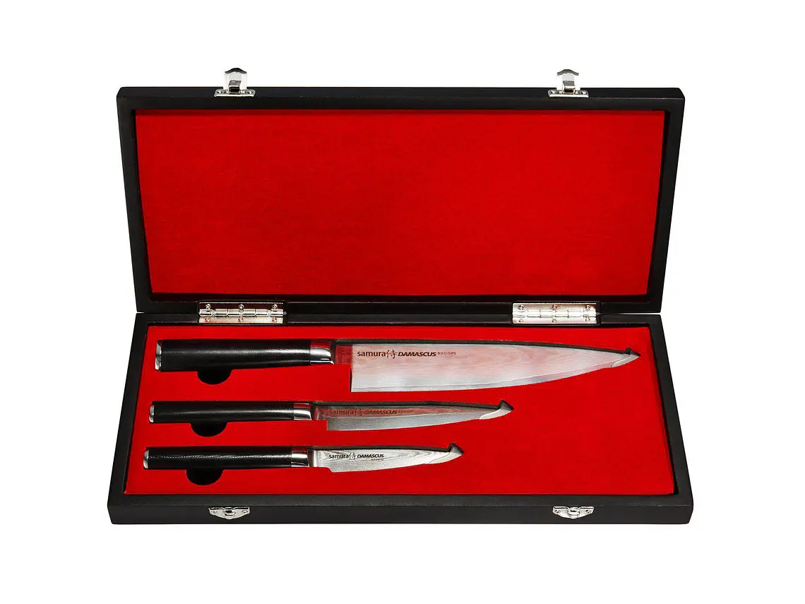 Set 3 cuchillos. Chef, Utilitario, Pelador. Acero Damasco.  1