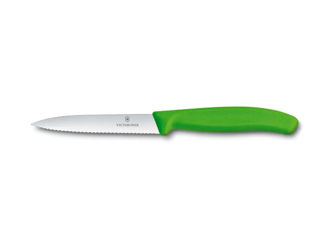 Cuchillo Pelador. Puntilla. Filo Dentado. Verde. Hoja 80 mm. 4